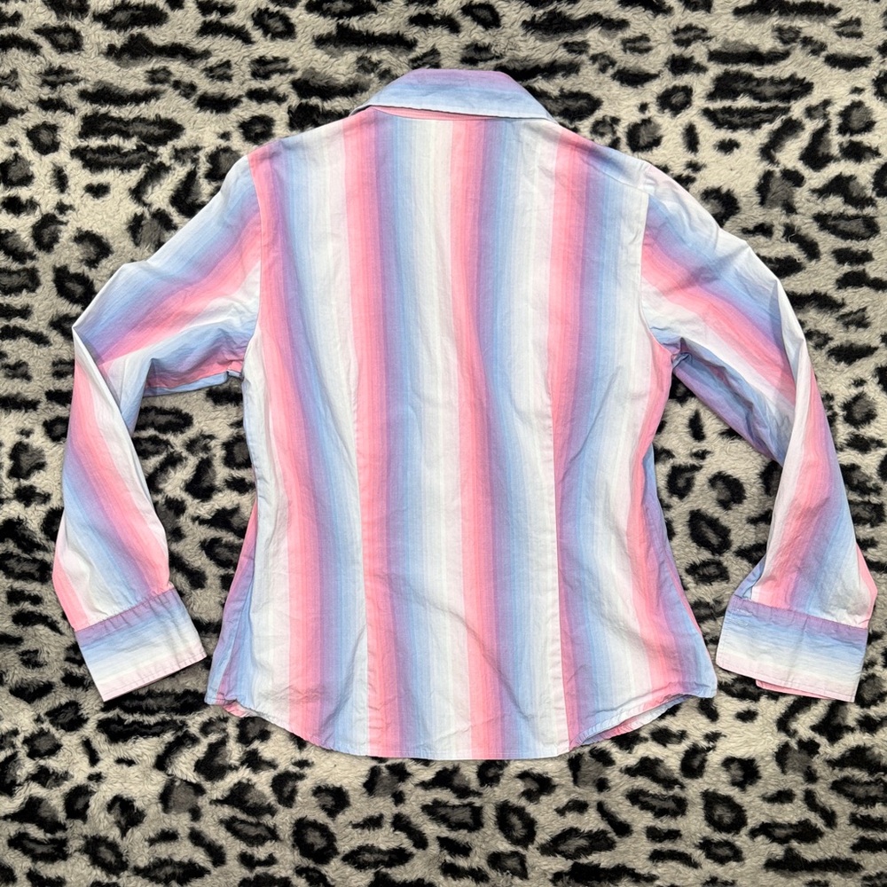 Autograph Pastel Pink Blue Stripe Button-Down Shirt - Picture 6 of 6